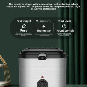 CryspiPro 2.5L Deep Fat Fryer with 1000W Fast Frying & Triple Safety