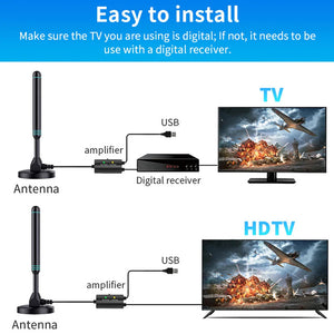 SygNarci 4K Indoor TV Aerial with 30dB Signal Amplifier