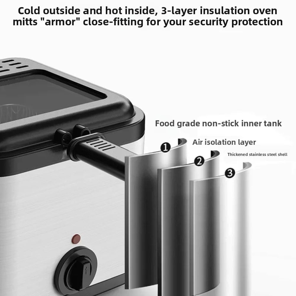 CryspiPro 2.5L Deep Fat Fryer with 1000W Fast Frying & Triple Safety