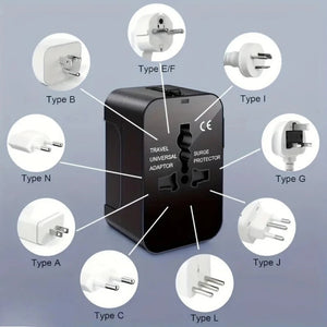 PlugonGo All-in-One Universal Travel Plug Adapter with Dual USB Ports