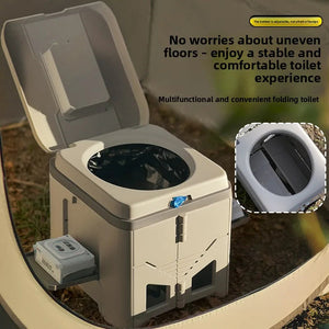 HushiPot Portable Folding Camping Toilet with Stability Base