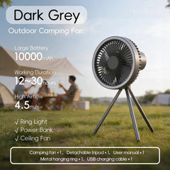 AerieVex 3-in-1 Portable Camping Fan & Power Bank UK