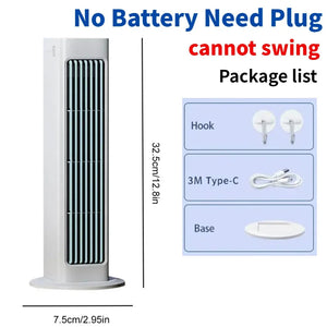 AeroPuri Portable Bladeless Tower Fan with 4000mAh Battery