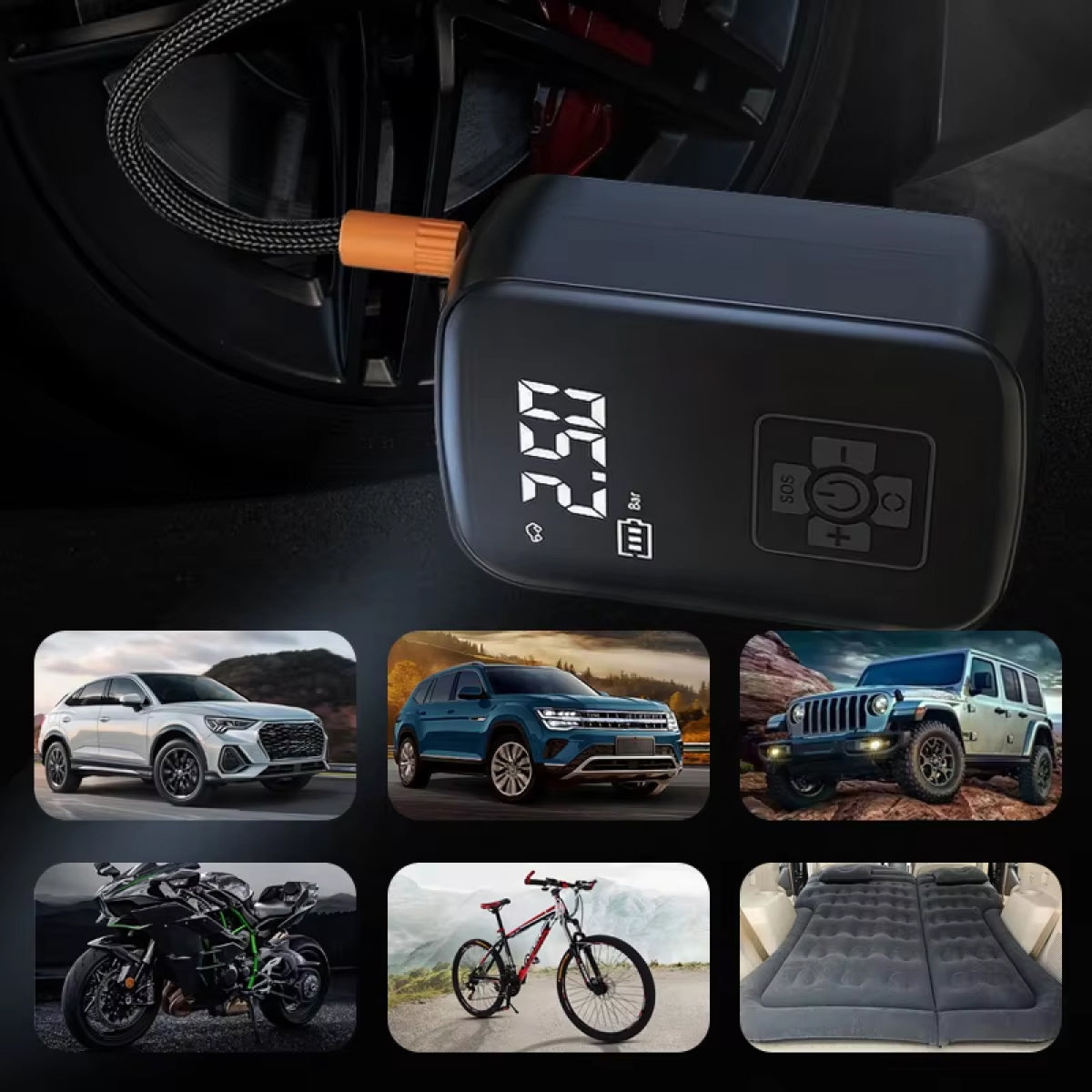 BlitzoPum Portable Cordless Tyre Inflator with AI Auto-Stop