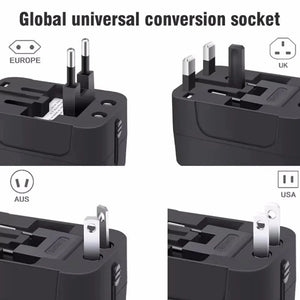 PlugonGo All-in-One Universal Travel Plug Adapter with Dual USB Ports