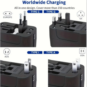 PlugonGo All-in-One Universal Travel Plug Adapter with Dual USB Ports