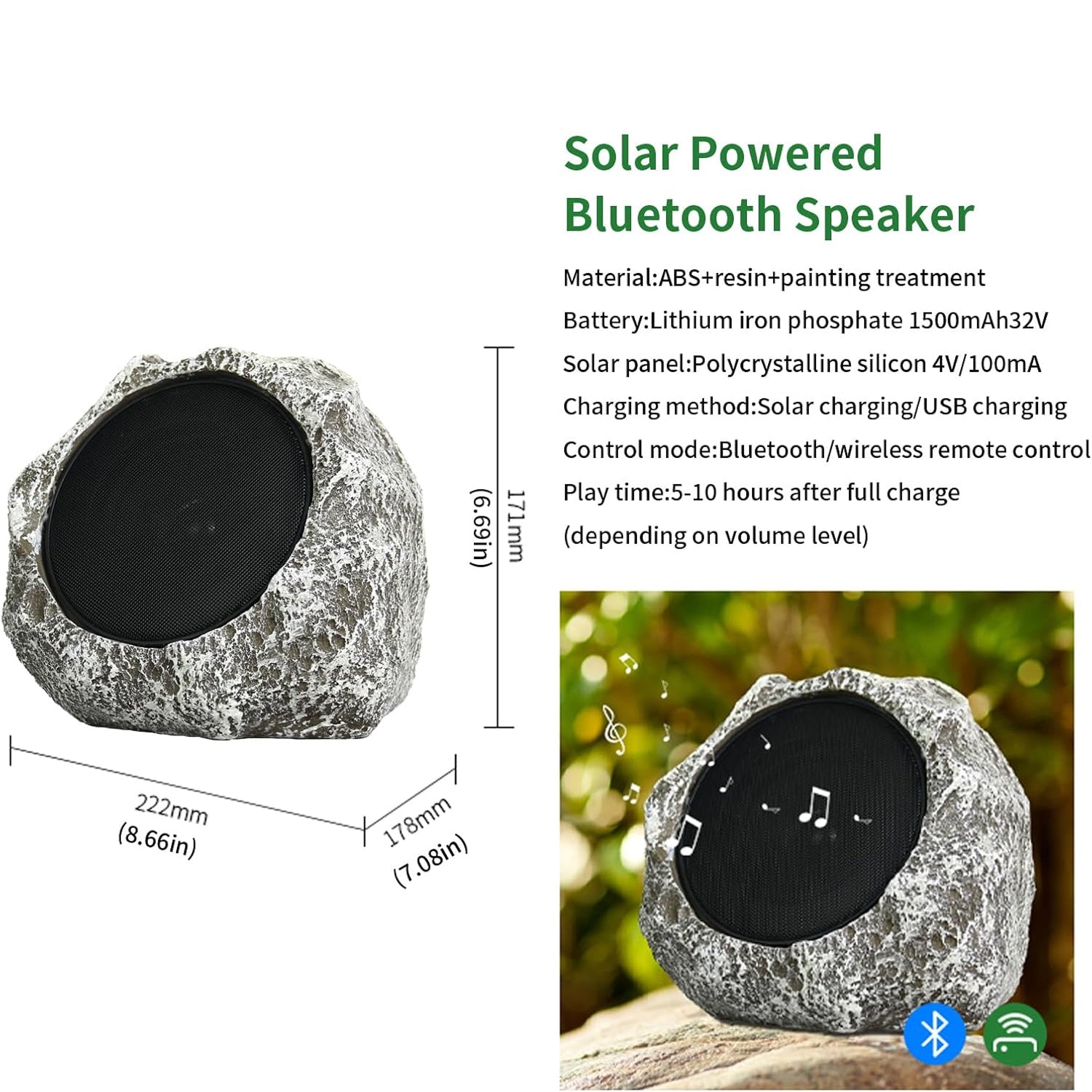 SoniiBloom Solar Powered 360 Degree Outdoor Garden Speaker