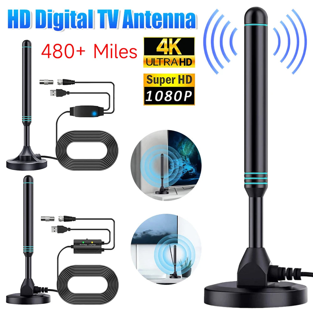 SygNarci 4K Indoor TV Aerial with 30dB Signal Amplifier
