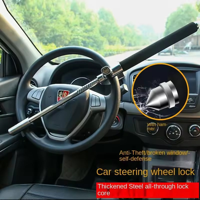 LockSpino Anti-Theft Steering Wheel Lock with Window Breaker