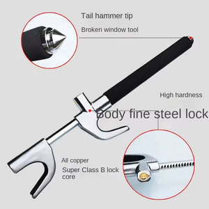 LockSpino Anti-Theft Steering Wheel Lock with Window Breaker
