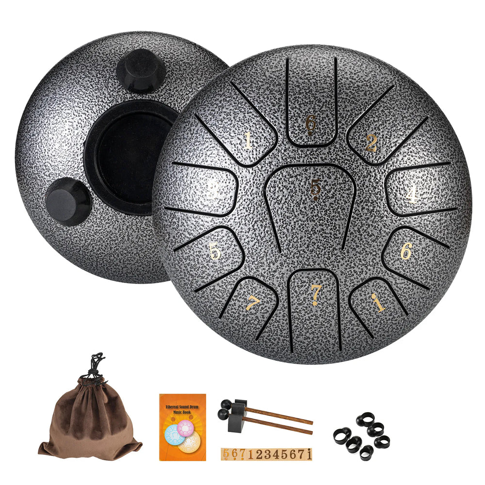 LunaRissi 11-Note Steel Tongue Drum for Meditation & Relaxation