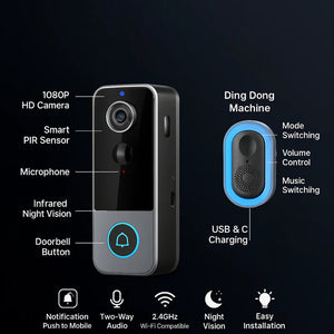 PurePeeki Wireless Video Doorbell Without Subscription