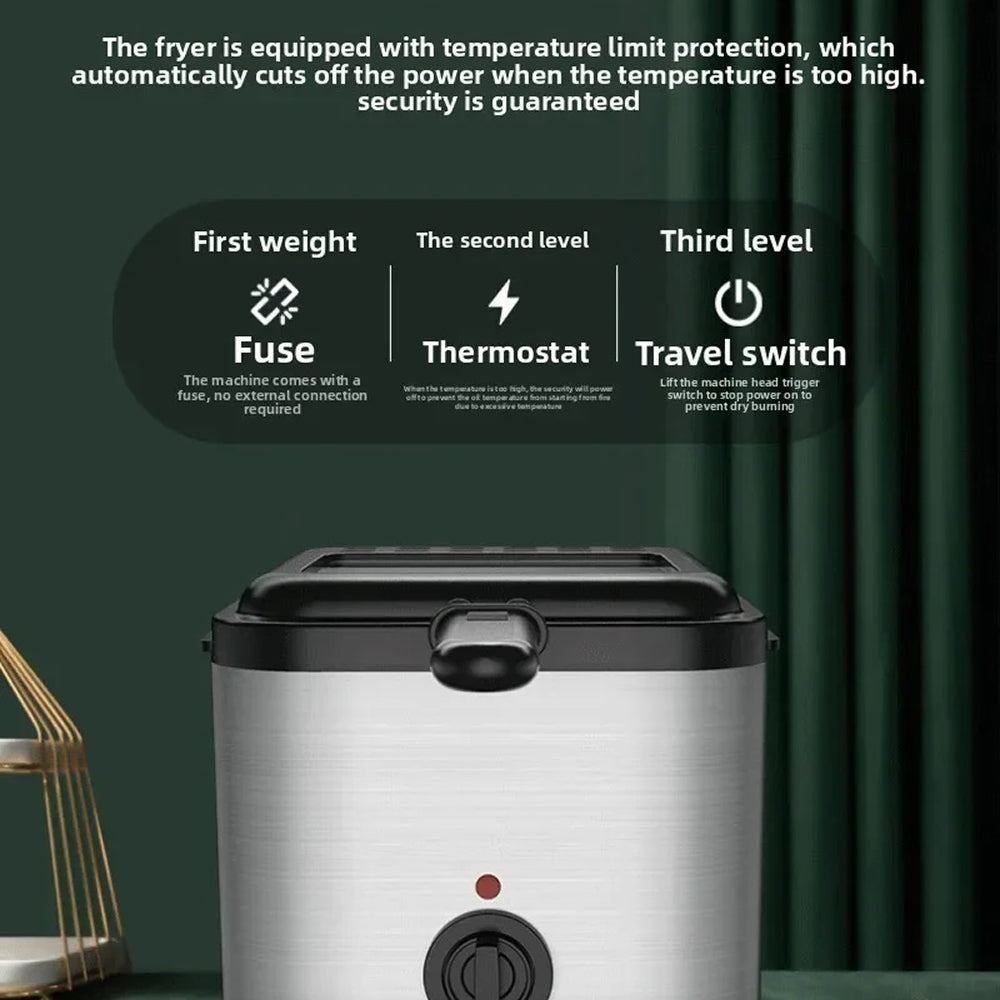 CryspiPro 2.5L Deep Fat Fryer with 1000W Fast Frying & Triple Safety