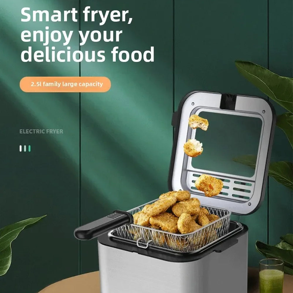 CryspiPro 2.5L Deep Fat Fryer with 1000W Fast Frying & Triple Safety