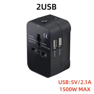 PlugonGo All-in-One Universal Travel Plug Adapter with Dual USB Ports