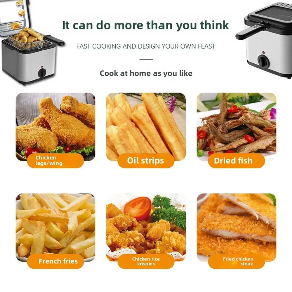CryspiPro 2.5L Deep Fat Fryer with 1000W Fast Frying & Triple Safety
