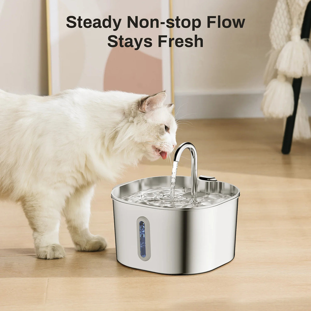 PurriVax Stainless Steel Cat Drinking Fountain 2.2L