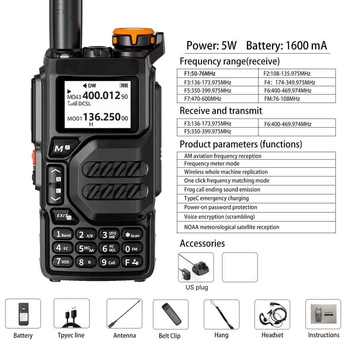 VoxiLeap 4W Long Range Dual-Band Walkie Talkies (2-Pack)