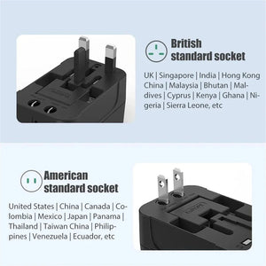 PlugonGo All-in-One Universal Travel Plug Adapter with Dual USB Ports