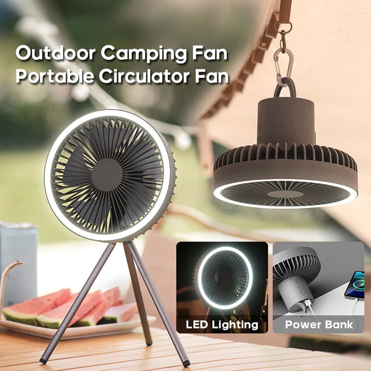 AerieVex 3-in-1 Portable Camping Fan & Power Bank UK