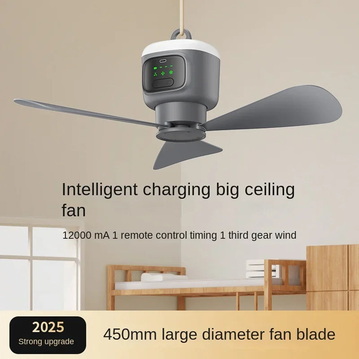 AiryCeil Portable Wireless Ceiling Fan for Camping & Home