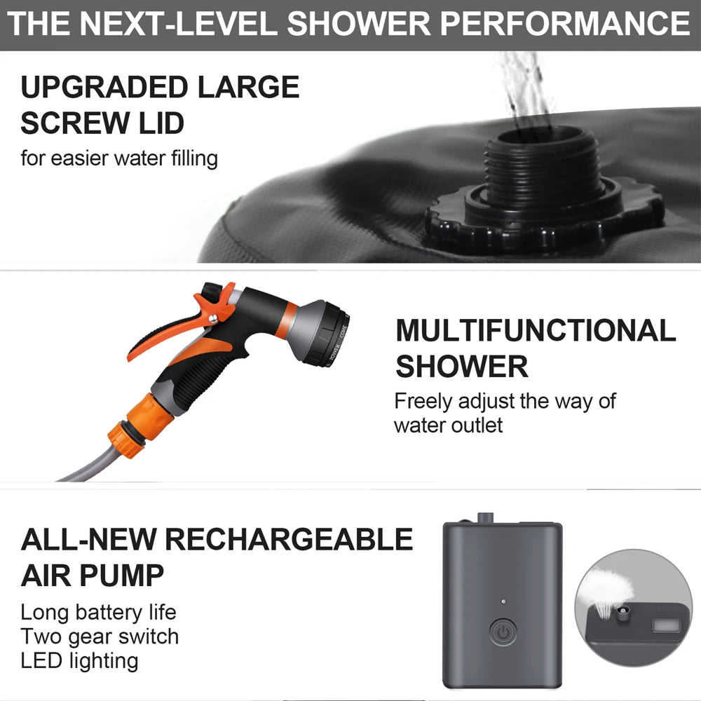 ClinyShowe Rechargeable Portable Camping Shower | Outdoor & Pet Wash
