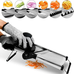 BladeAuxi Mandoline Slicer with 6 Adjustable Settings & Safety Glove