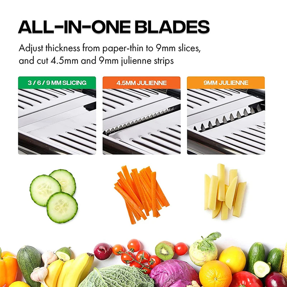 BladeAuxi Mandoline Slicer with 6 Adjustable Settings & Safety Glove
