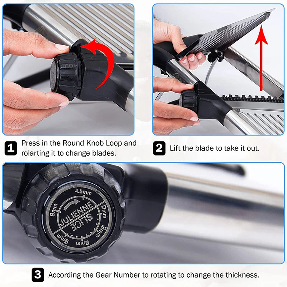 BladeAuxi Mandoline Slicer with 6 Adjustable Settings & Safety Glove