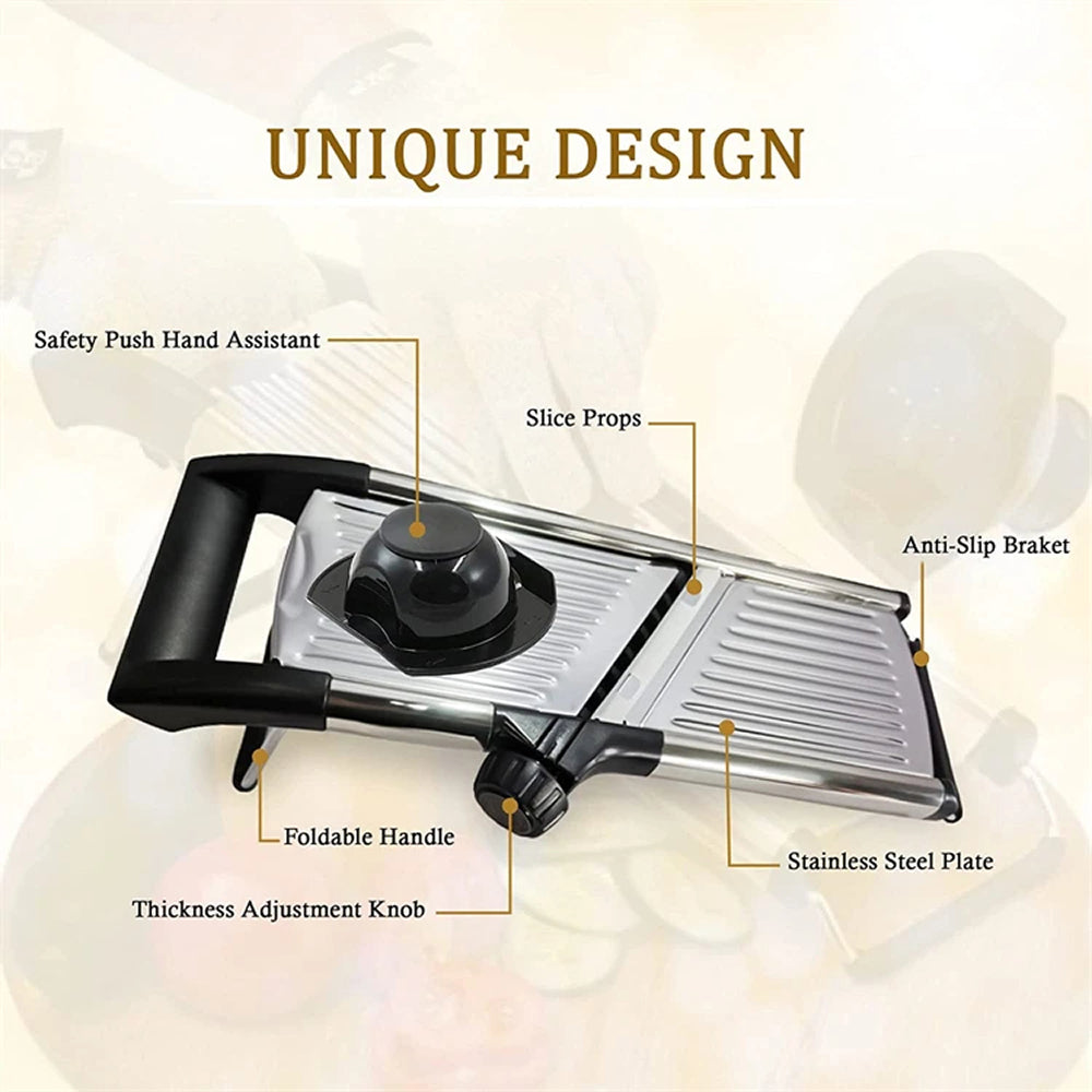 BladeAuxi Mandoline Slicer with 6 Adjustable Settings & Safety Glove