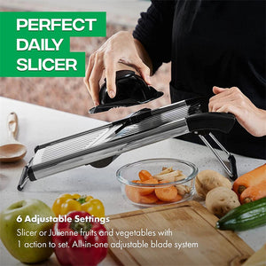 BladeAuxi Mandoline Slicer with 6 Adjustable Settings & Safety Glove