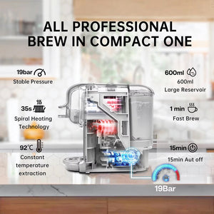 BrewNexi 5-in-1 Automatic Coffee Machine with 20-Bar Pressure
