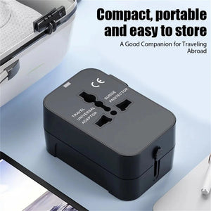 PlugonGo All-in-One Universal Travel Plug Adapter with Dual USB Ports