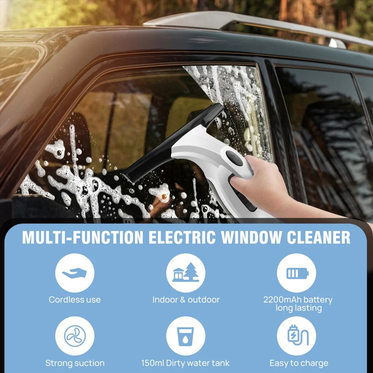 ClearVynu Cordless Window Vacuum Cleaner | Streak-Free Glass & Tile Cleaning UK