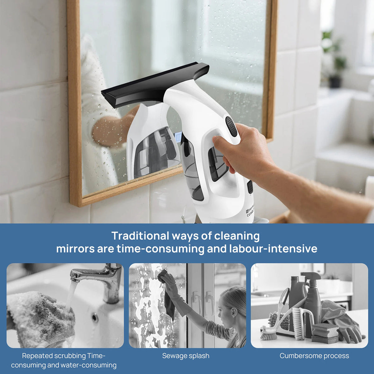 ClearVynu Cordless Window Vacuum Cleaner | Streak-Free Glass & Tile Cleaning UK