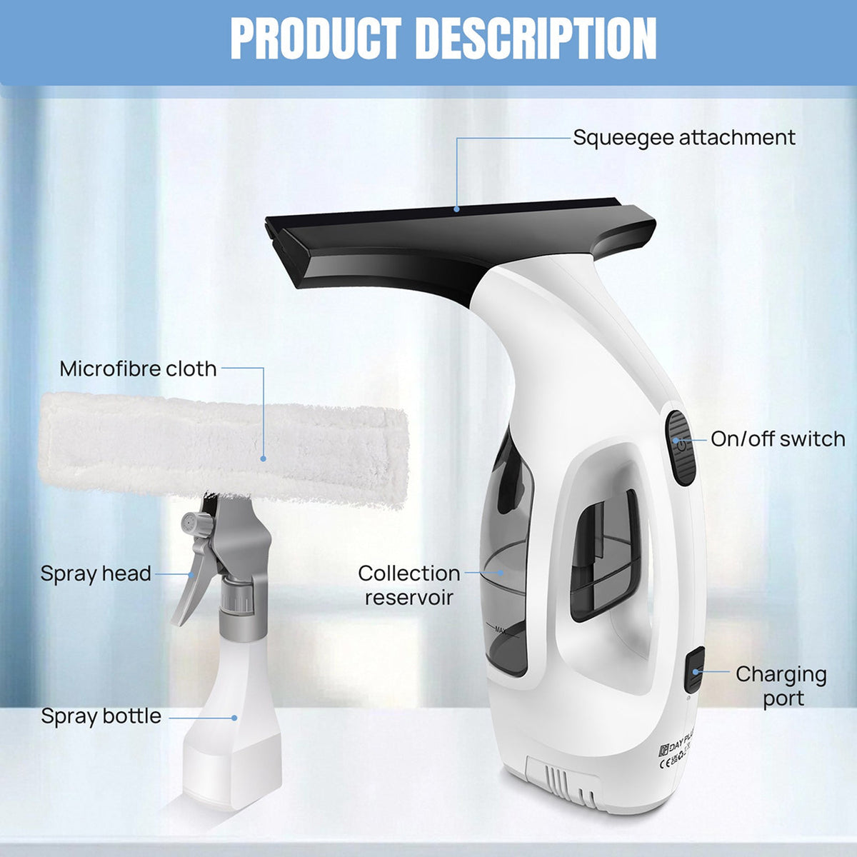 ClearVynu Cordless Window Vacuum Cleaner | Streak-Free Glass & Tile Cleaning UK