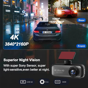 DashyLynk 4K Wireless Dashcam with Rear Camera & WiFi UK