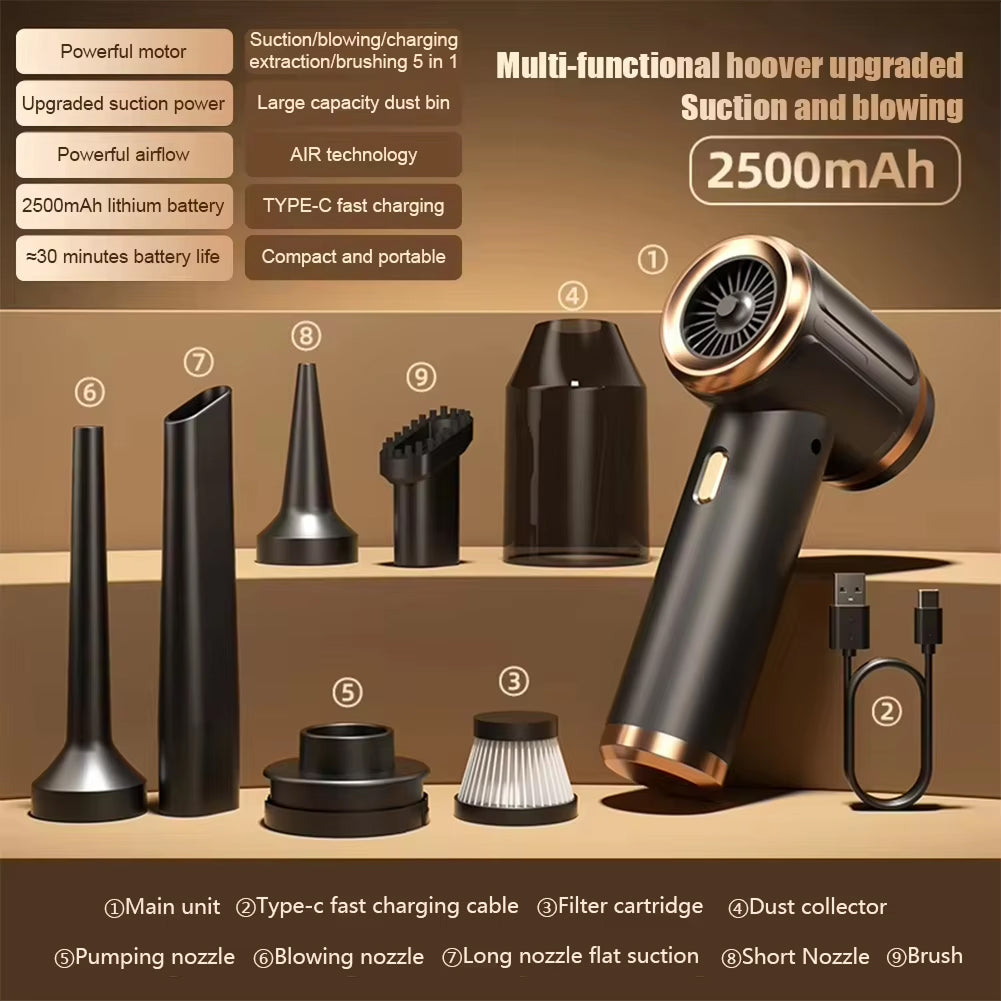 DashiDust 5-in-1 Car Vacuum Cleaner | 45000Pa Cordless Suction