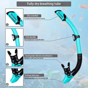 DeepBrez 180-Degree Panoramic Snorkel Set with Dry Top and Fins