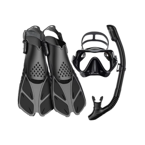 DeepBrez 180-Degree Panoramic Snorkel Set with Dry Top and Fins