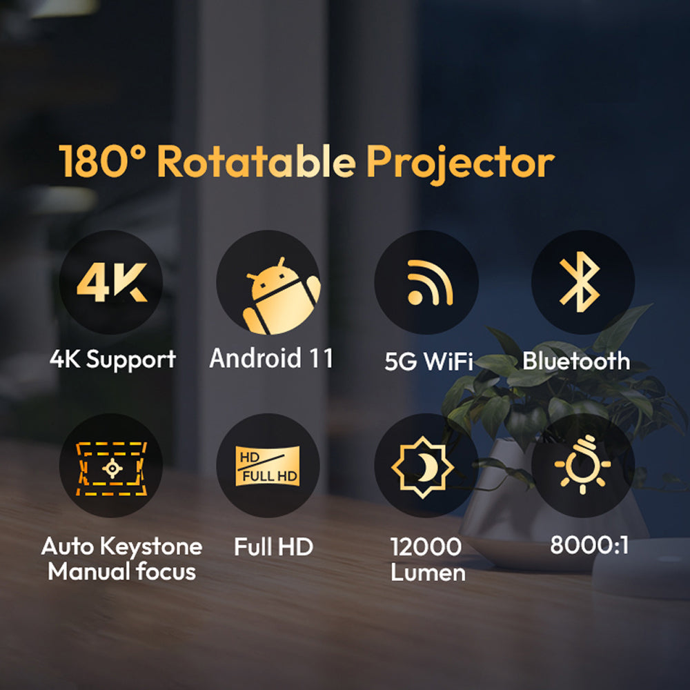 DuskiCast Smart Android Projector for Outdoor Movies & Daylight