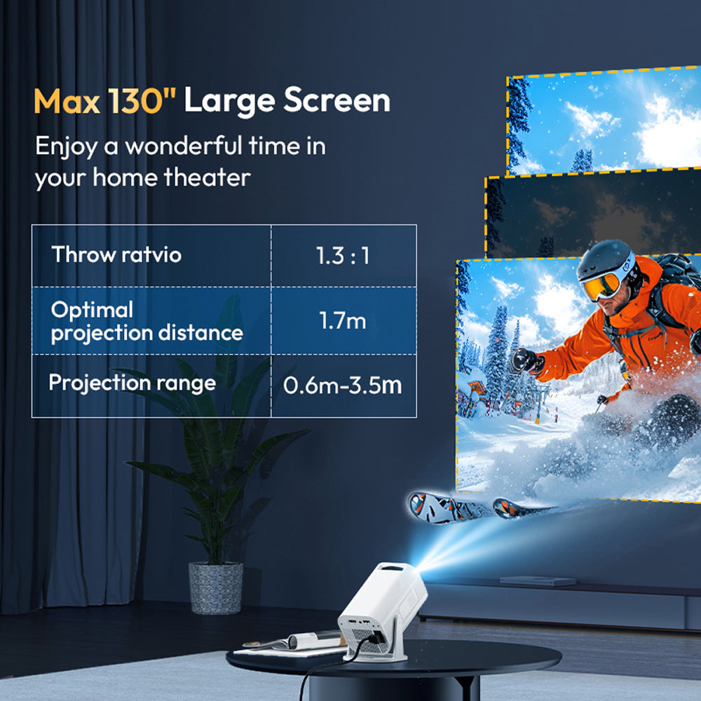 DuskiCast Smart Android Projector for Outdoor Movies & Daylight