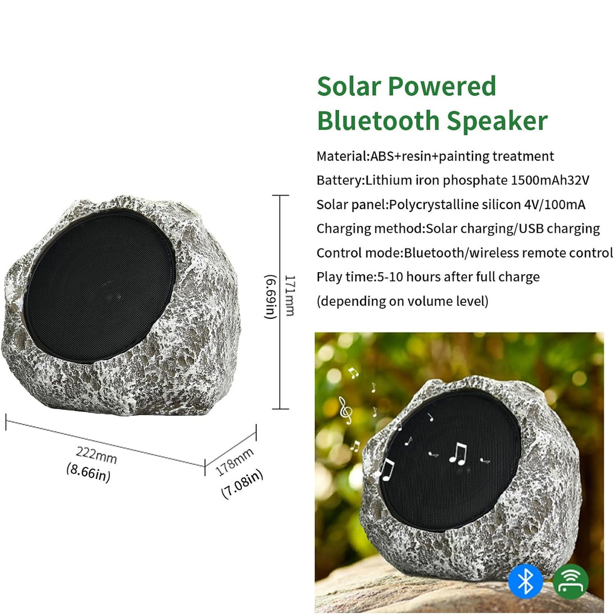 SoniiBloom Solar Powered 360 Degree Outdoor Garden Speaker