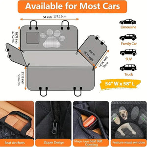 TuffieTail 3-in-1 Waterproof Dog Car Seat Cover
