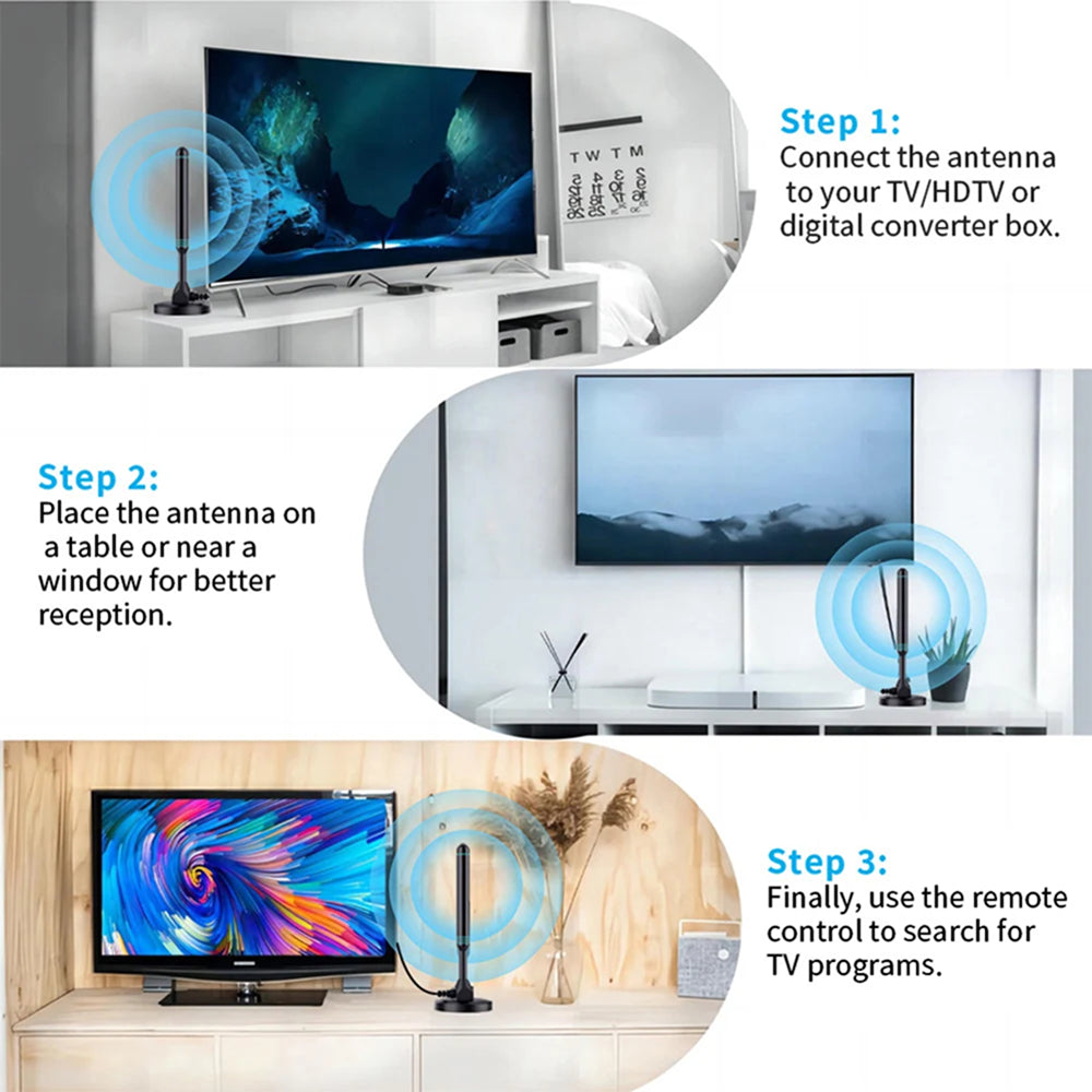 SygNarci 4K Indoor TV Aerial with 30dB Signal Amplifier