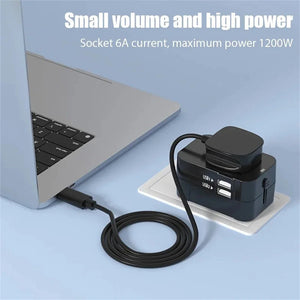 PlugonGo All-in-One Universal Travel Plug Adapter with Dual USB Ports