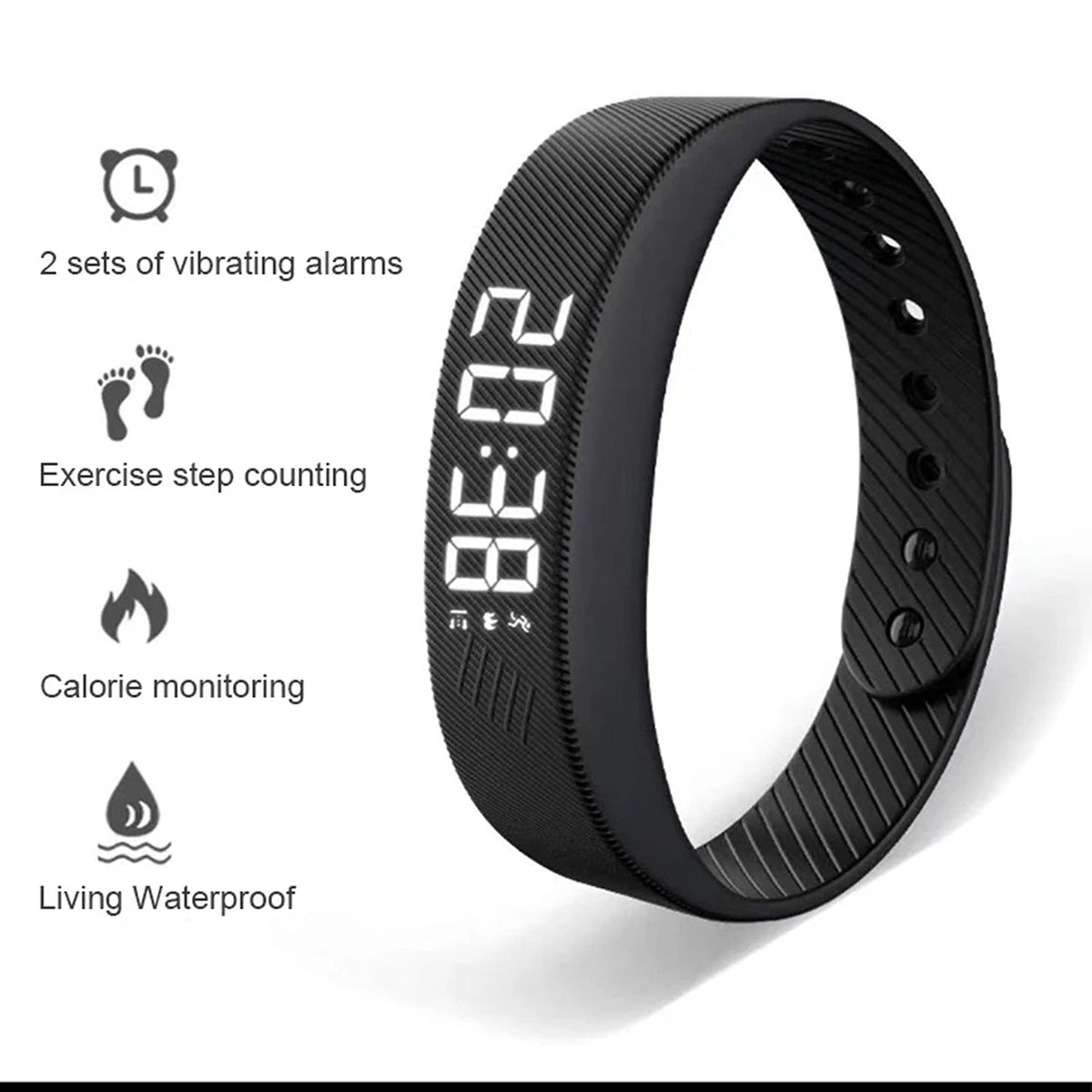 FlickoWake Silent Vibration Alarm Band with 3D Pedometer
