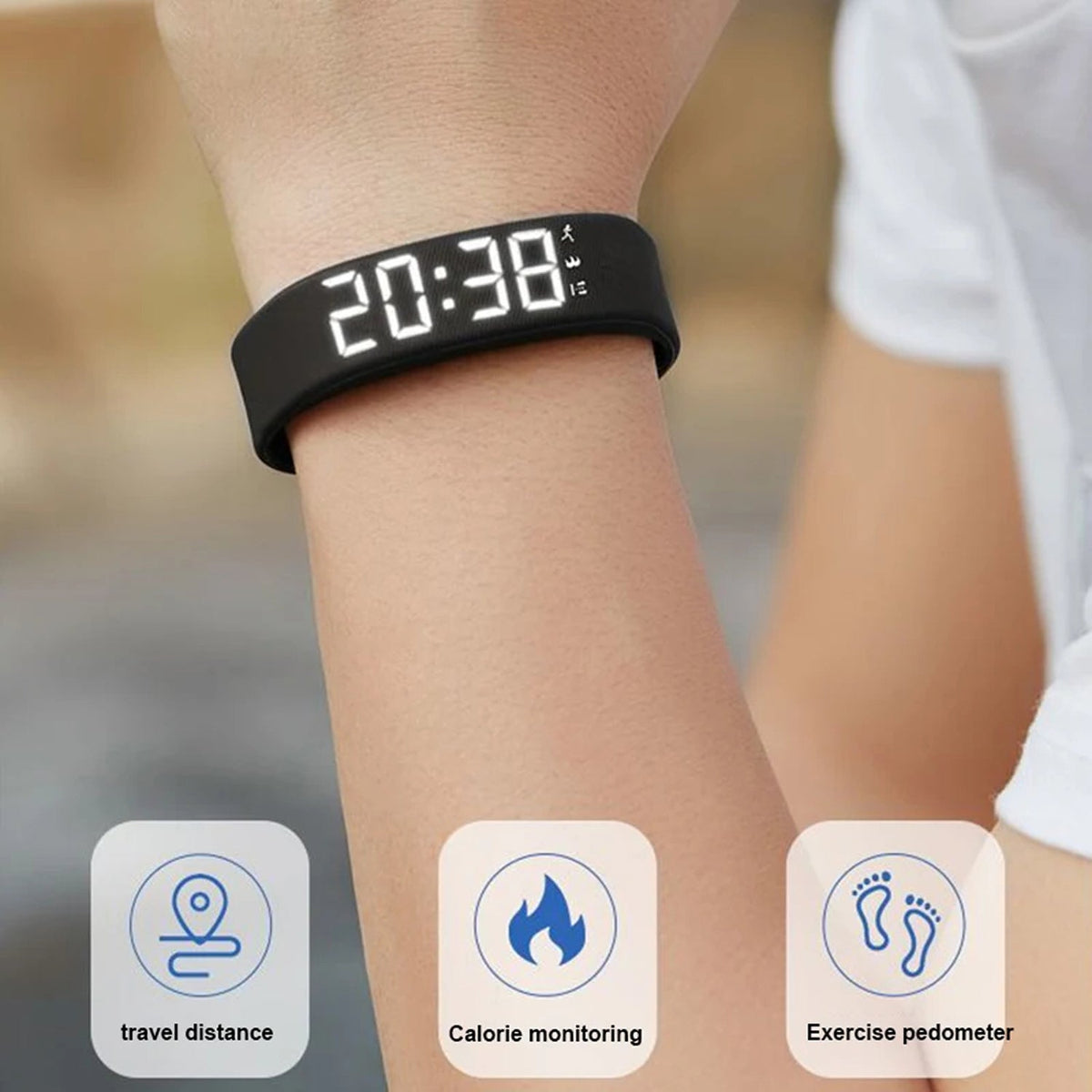 FlickoWake Silent Vibration Alarm Band with 3D Pedometer