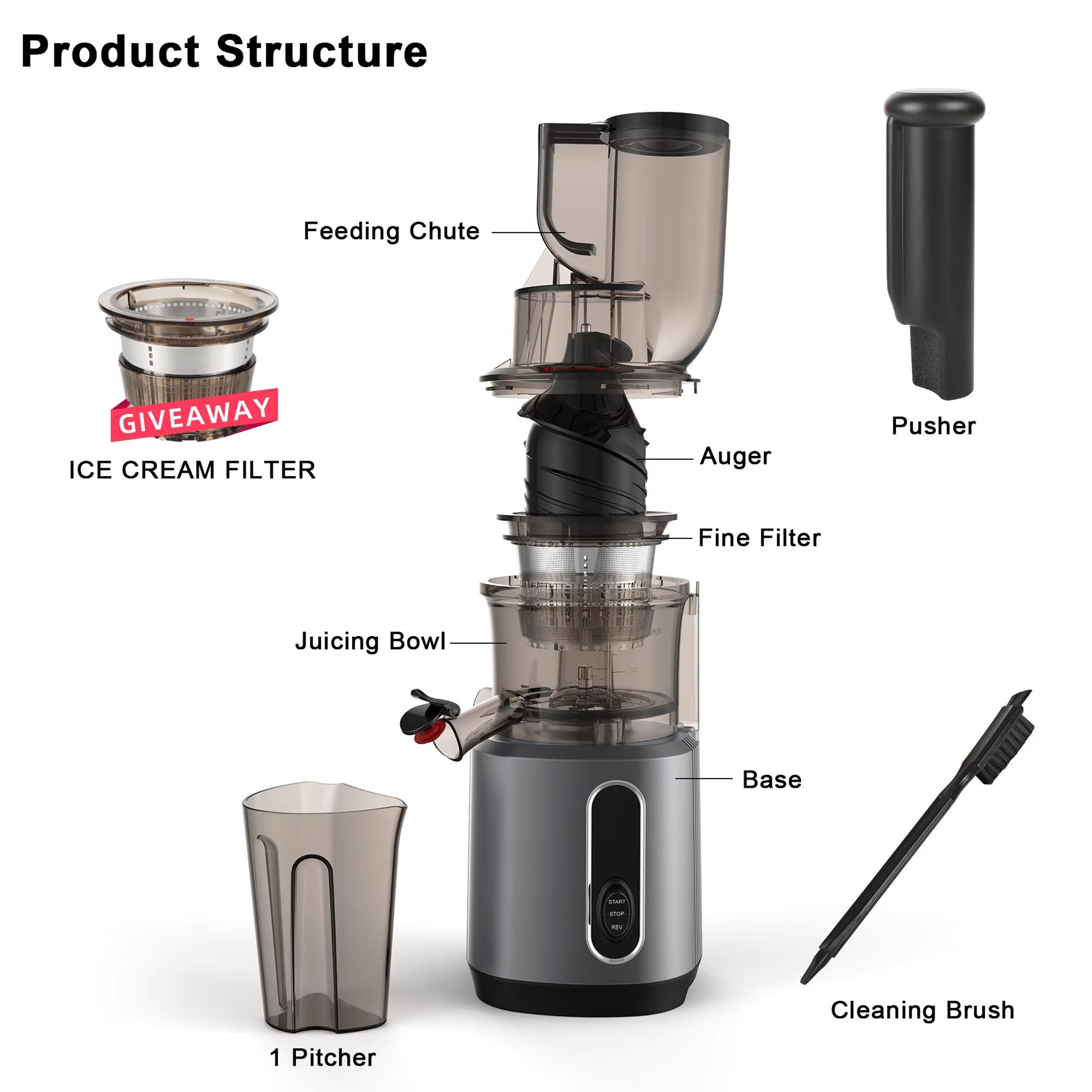 FruitTusii Slow Masticating Cold Press Juicer UK