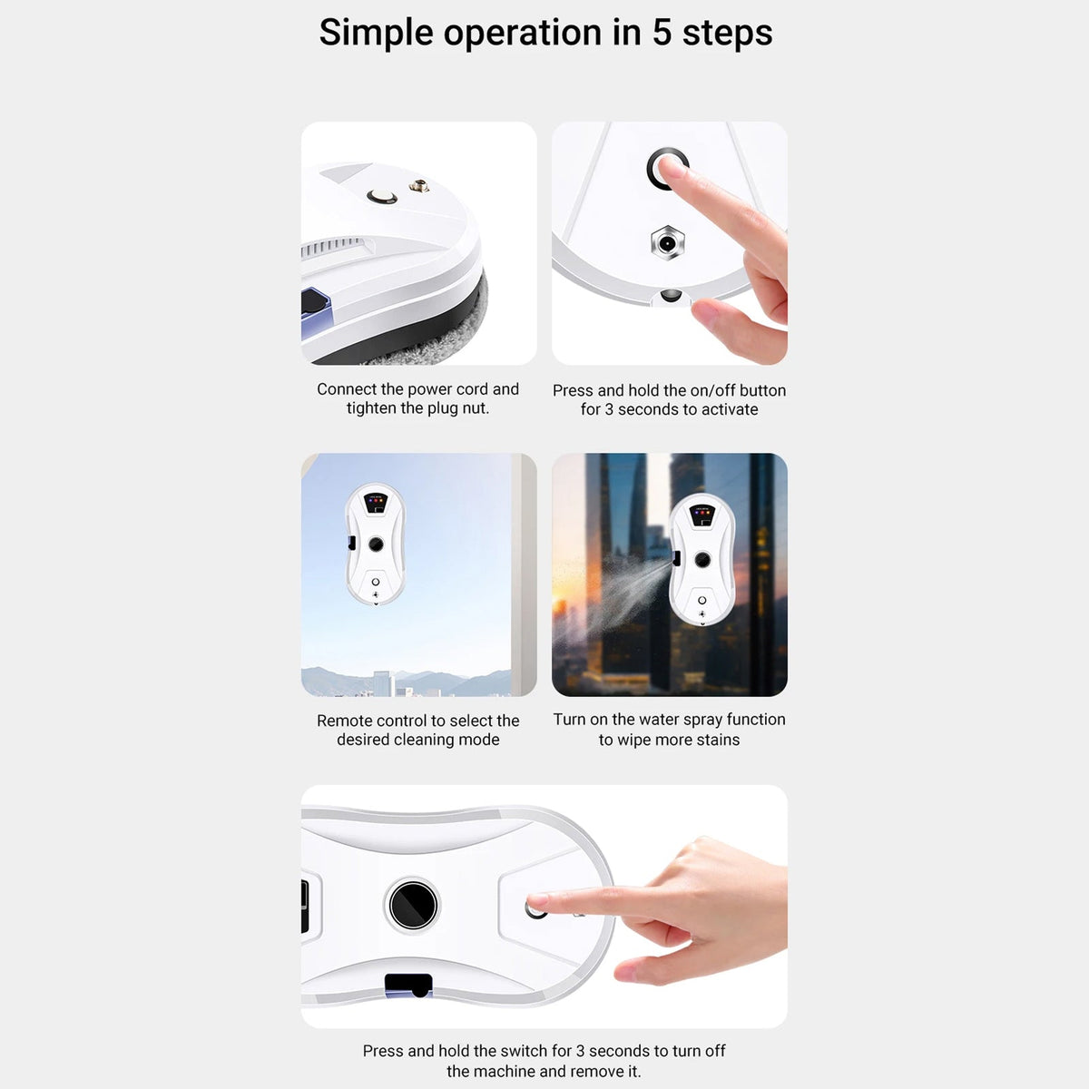 GlovaBoto Automatic Window Cleaning Robot with Smart Spray